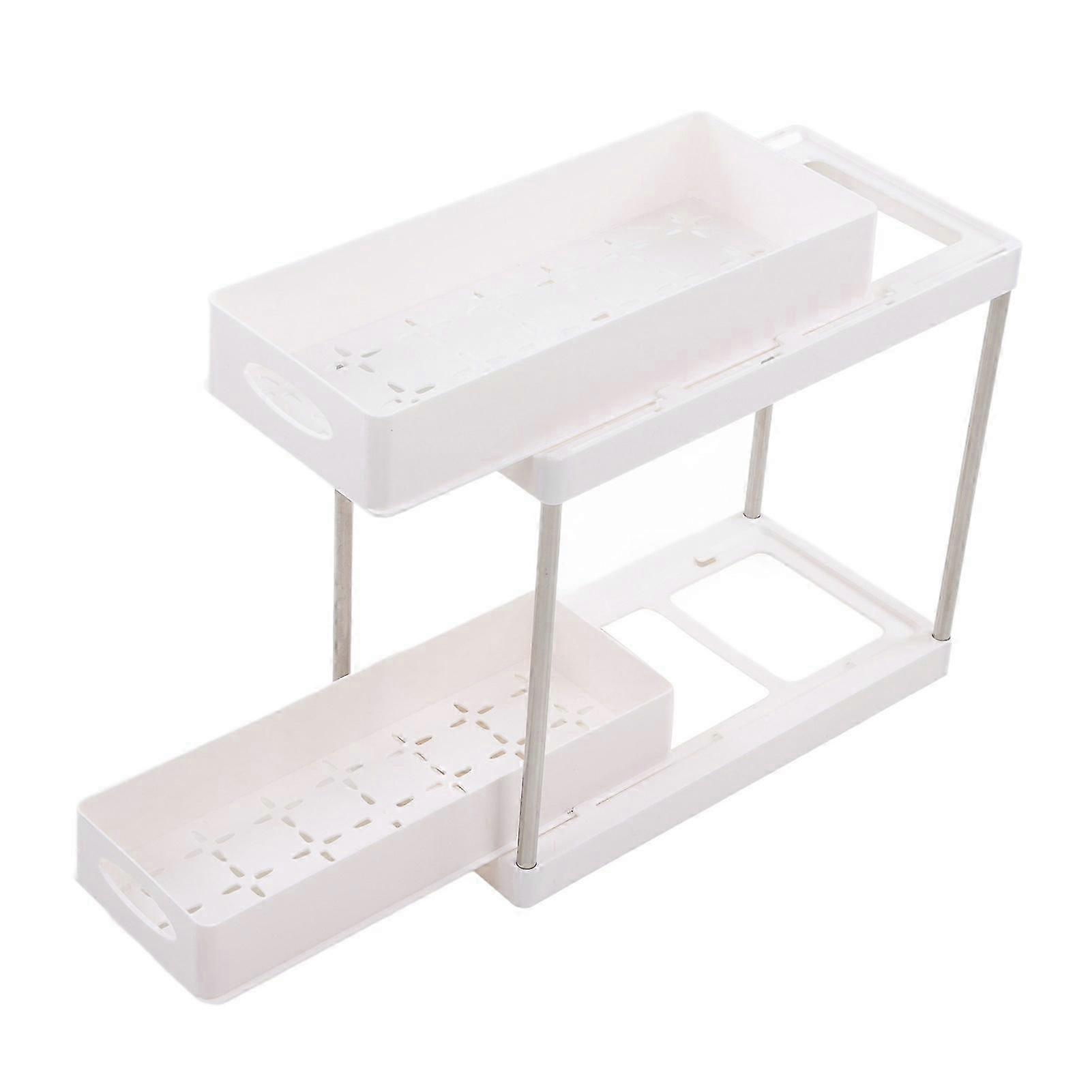 Pull-Type Double-Layer White Storage Rack