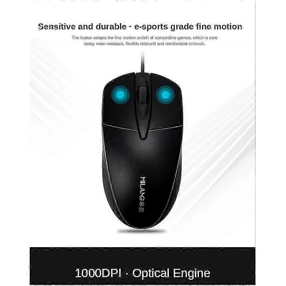 Wired USB Gaming Mouse 3 Button Plug and Play High Precision Optical Sensor Compatible with PC Laptop