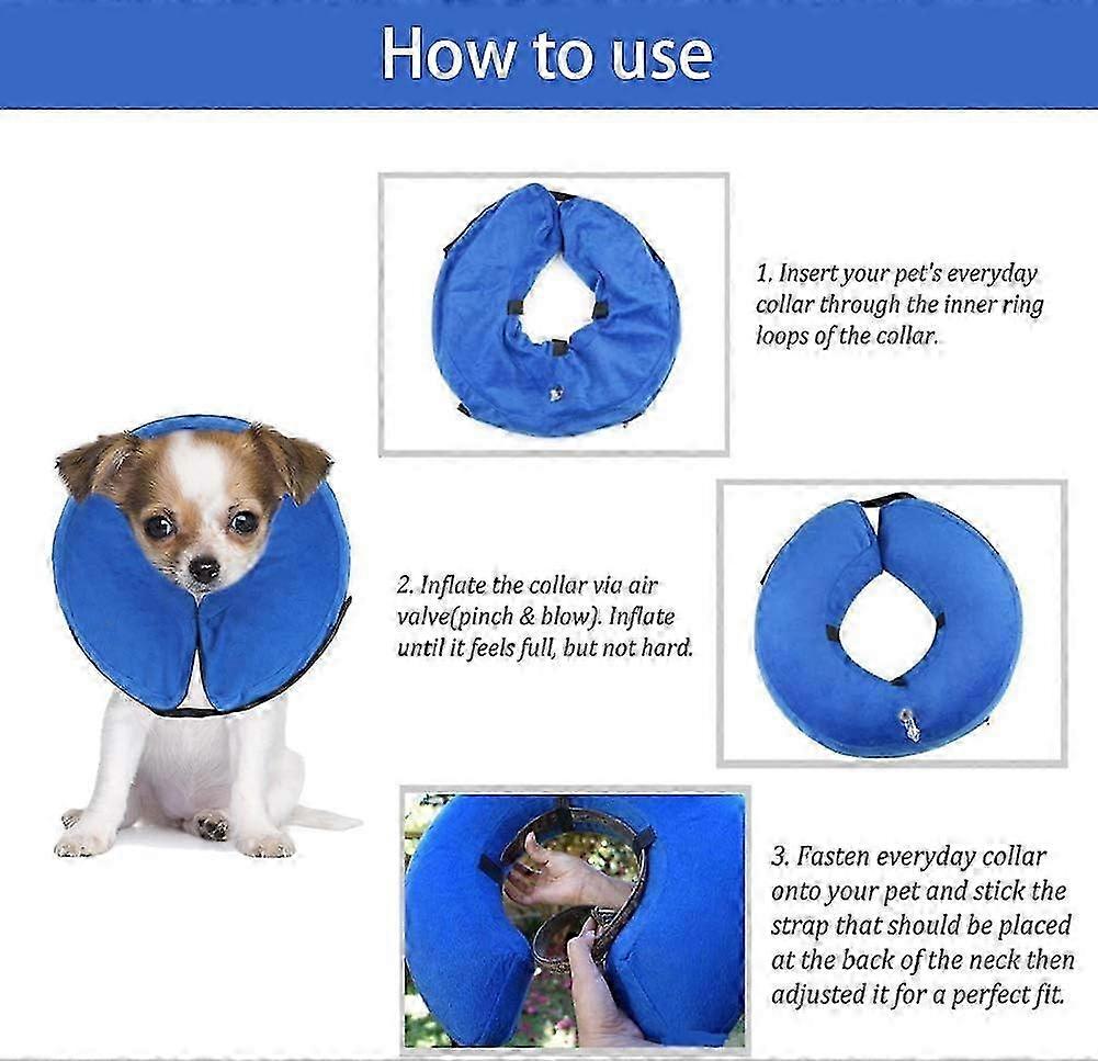 Soft Inflatable Pet Recovery Collar, Protective, Scratch Bite Resistant Adjustable