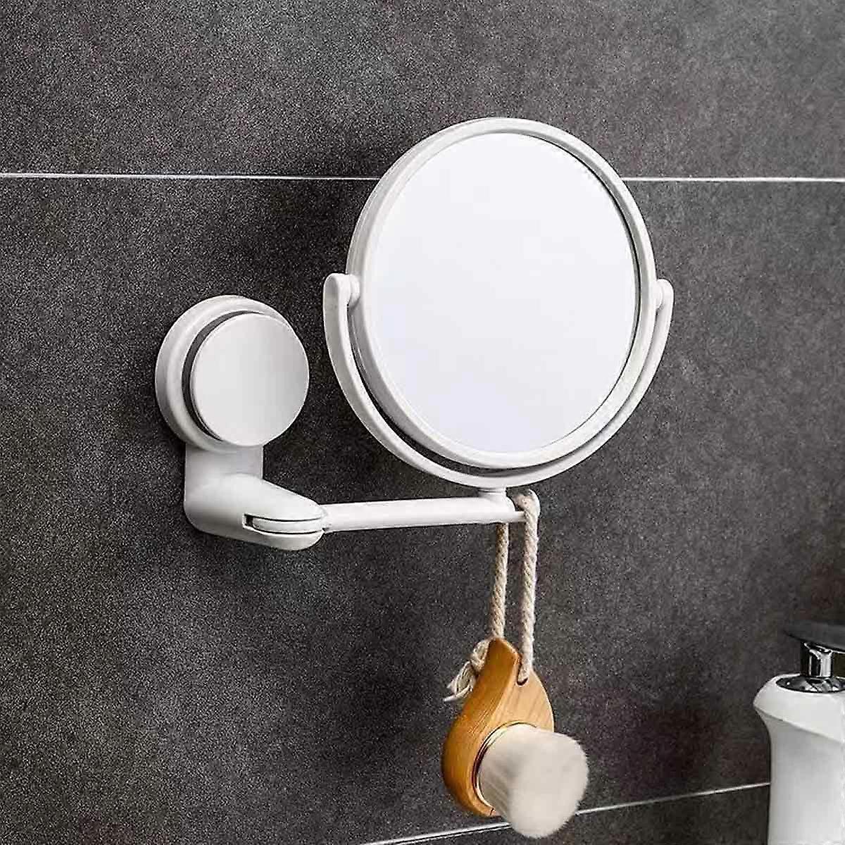 Adjustable Rotating Wall-Mounted Mirror with Suction Cup and Extendable Arm
