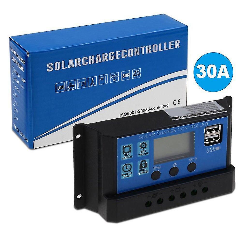 30a Pwm Solar Panel Regulator 12v-24v Charge Controller Auto Dual Usb Digital Display For Lead Acid Batteries Lcd Collector