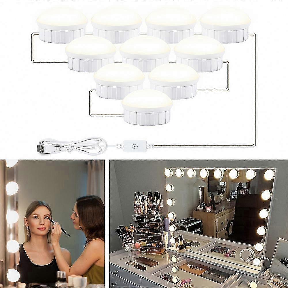 Dimmable Makeup Mirror with USB, Touch Control, 10 LED Front Lights