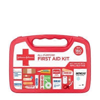 Johnson & Johnson All-Purpose Portable Compact First Aid Kit, 160 ea