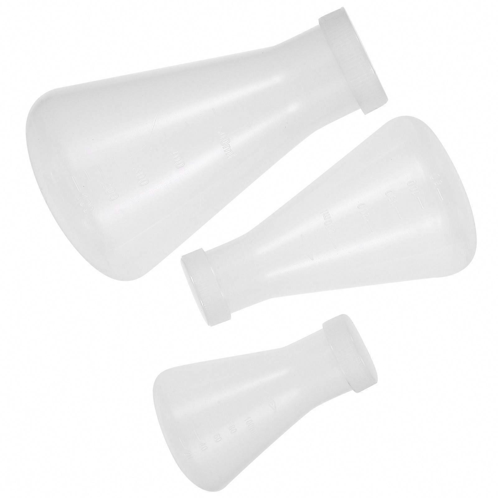 Science & Storage Plastic Erlenmeyer Flask 3Pcs Transparent Conical Set