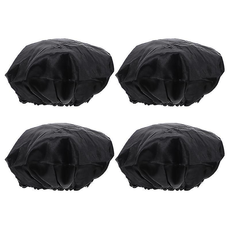 29X29cm Black Shower Caps 4pcs Multi-purpose Bath Use Hats Practical Shower Hair Hats Simple Color B