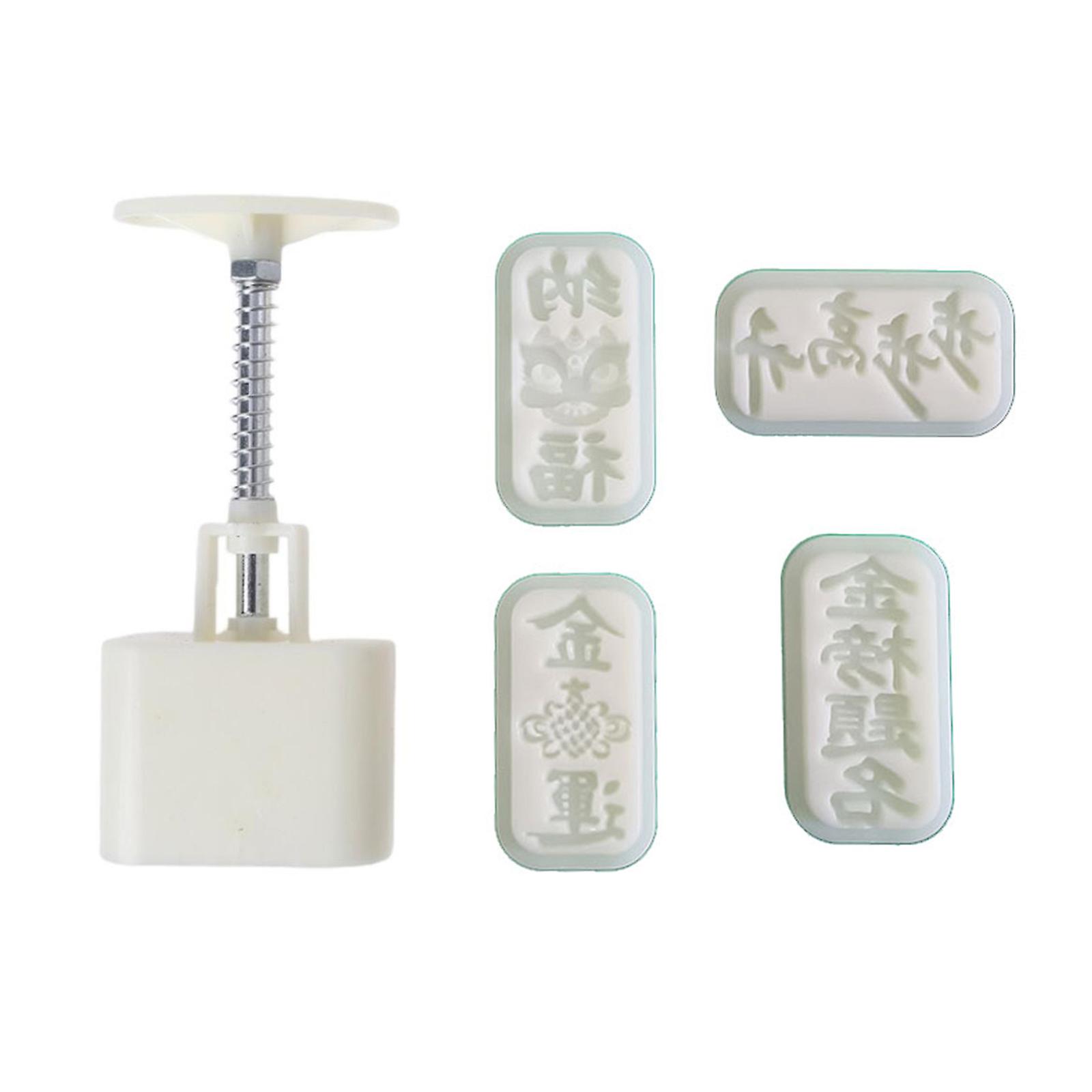 Mooncake Pastry Gadget Plastic Moon Cake Maker with 4 Rectangle Pattern Pieces