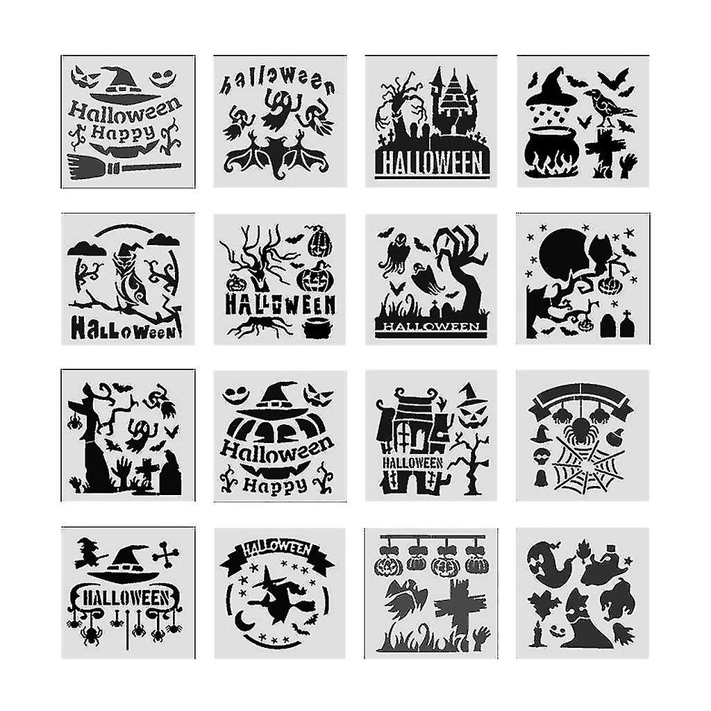 16pcs Theme Ing Stencils Sets With /bat//owl And