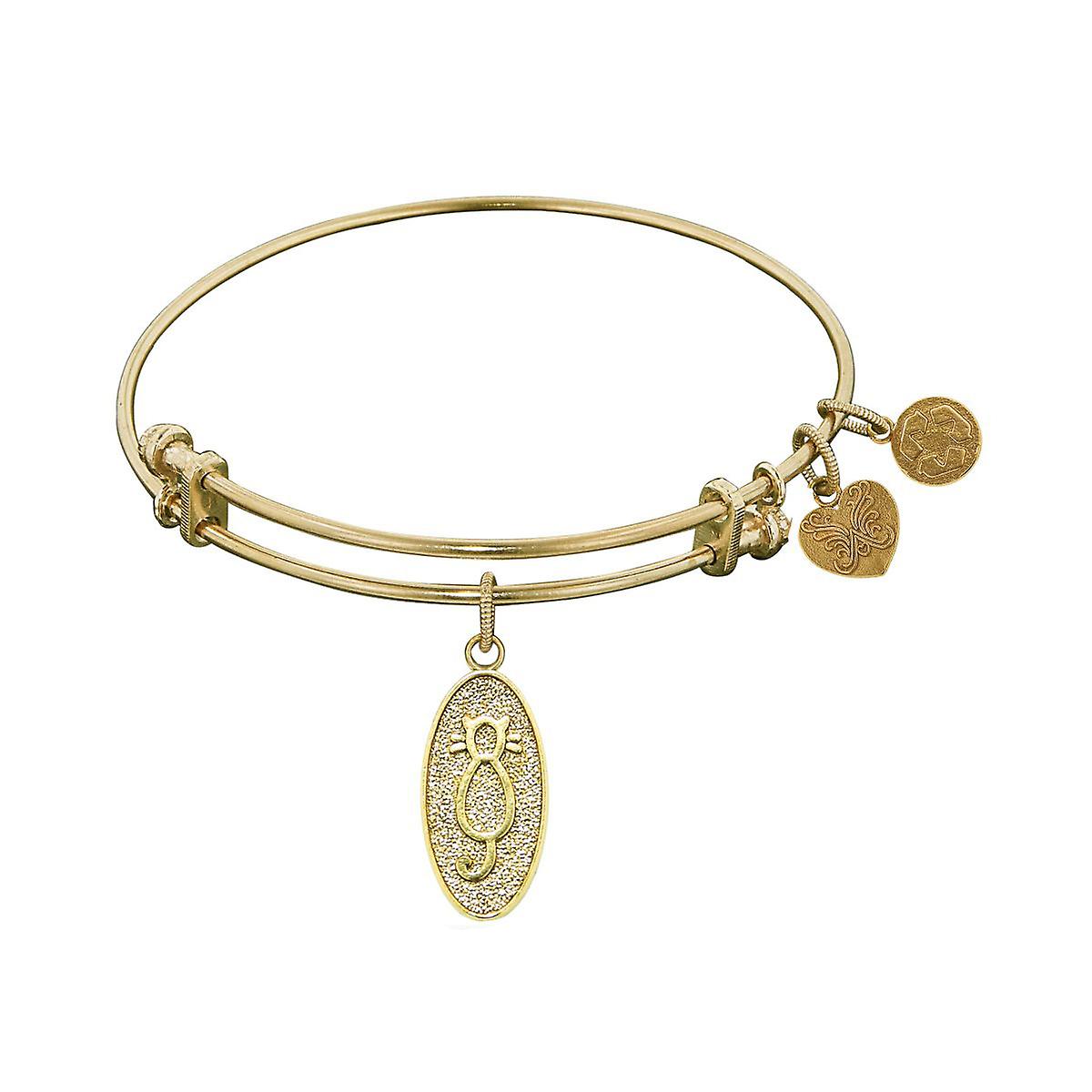 Stipple Finish Brass Cat Angelica Bangle Bracelet, 7.25"