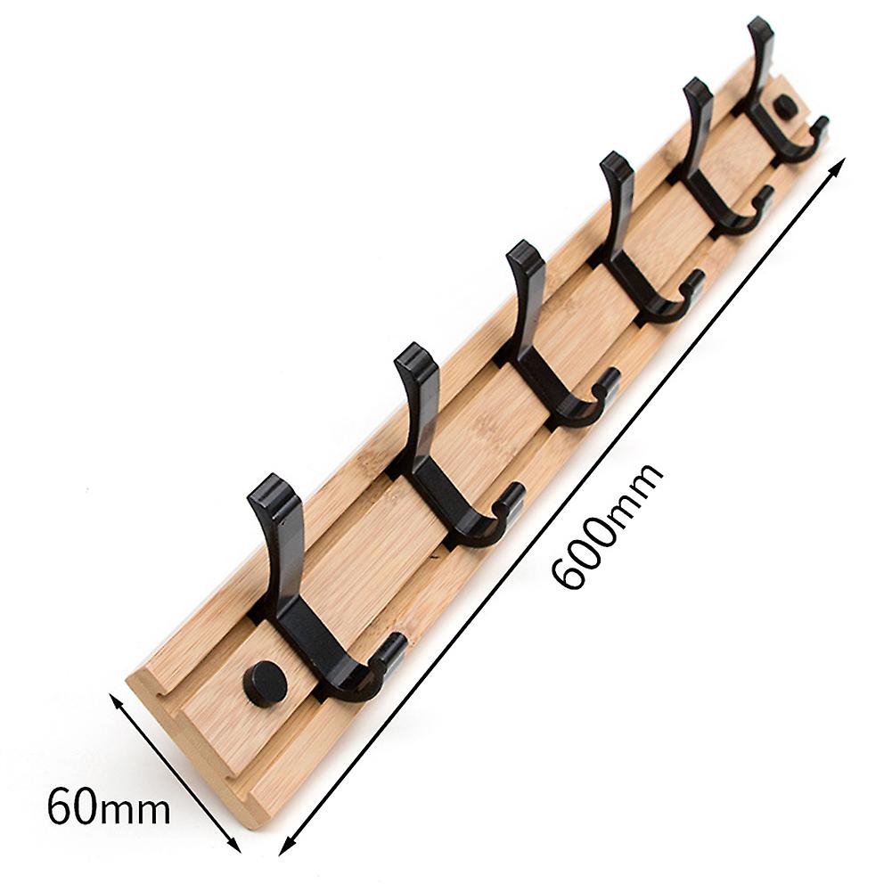 Bamboo Coat Rack Wall-mounted Hooks Simple Hanger Bedroom Wall Rack with Moveable Hooks