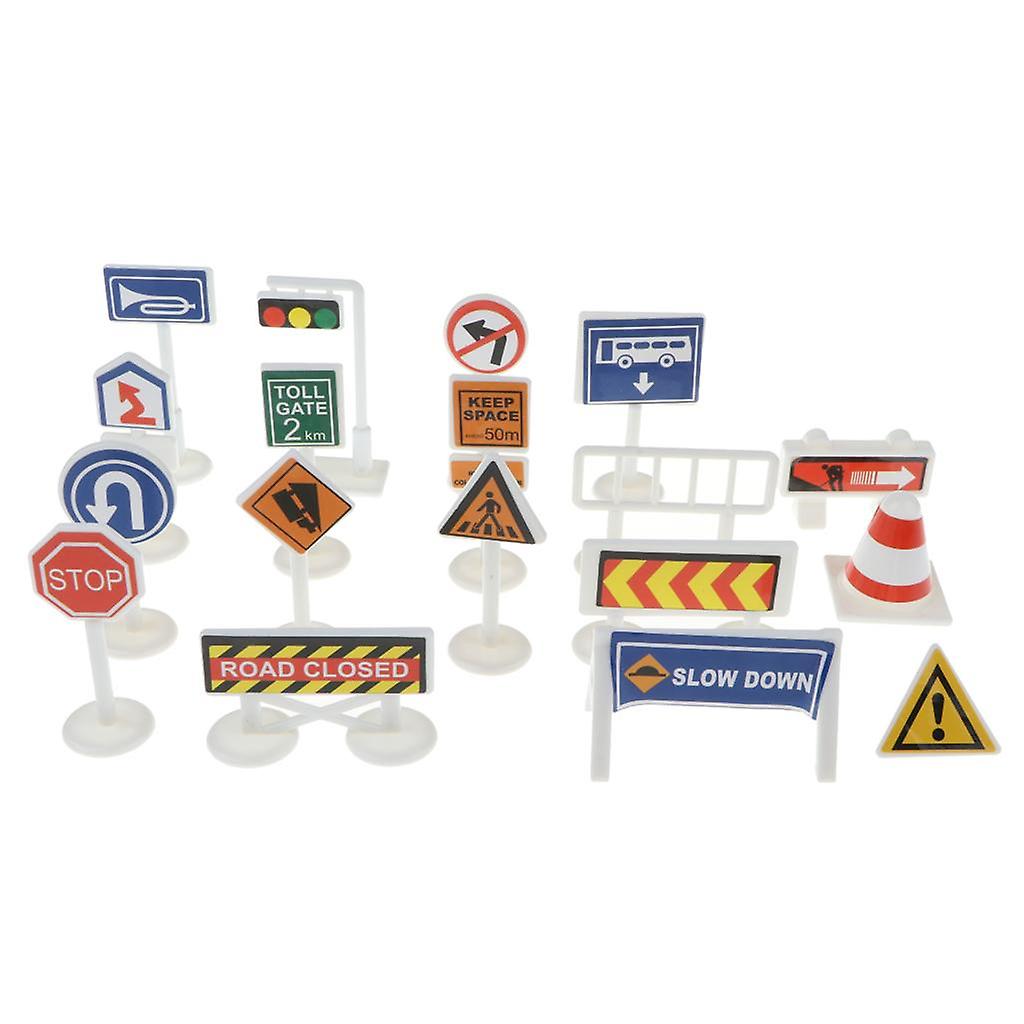 18pcs Block Street Traffic Sign Playset Toy Traffic Knowledge Educational #G