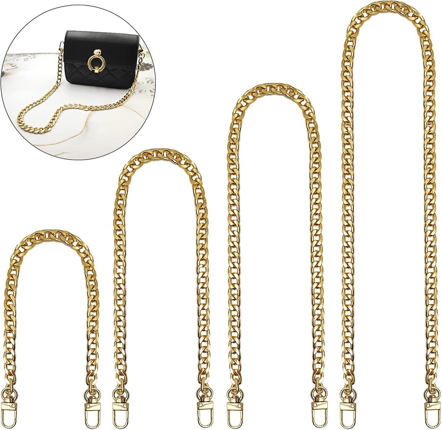 4 Pieces Different Sizes Iron Replacement Flat Chains Iron, Metal Chain Strap Gold
