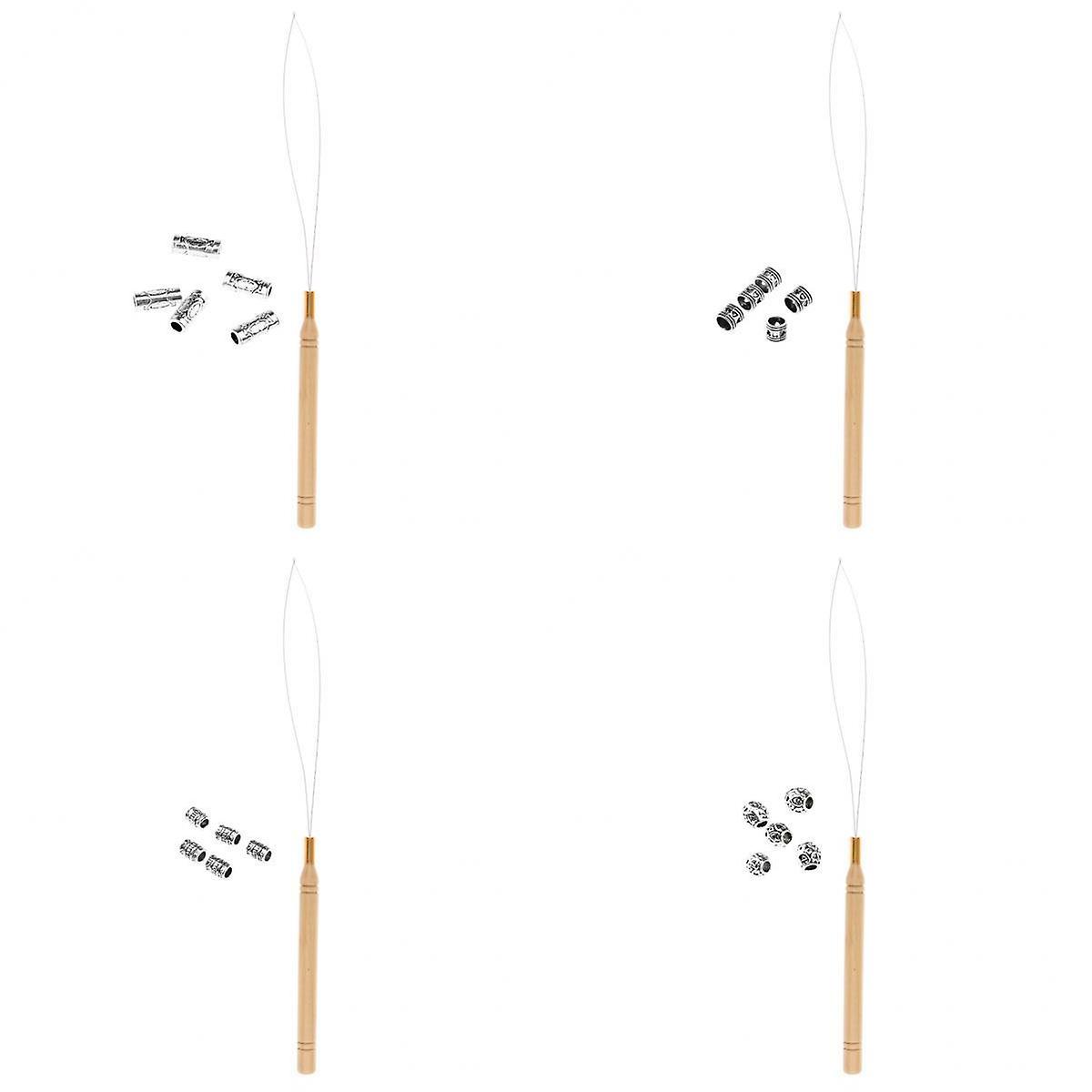 20Pcs Hair Braid Bead Hair Extensions Decoration + Wire Pulling Hook Tool