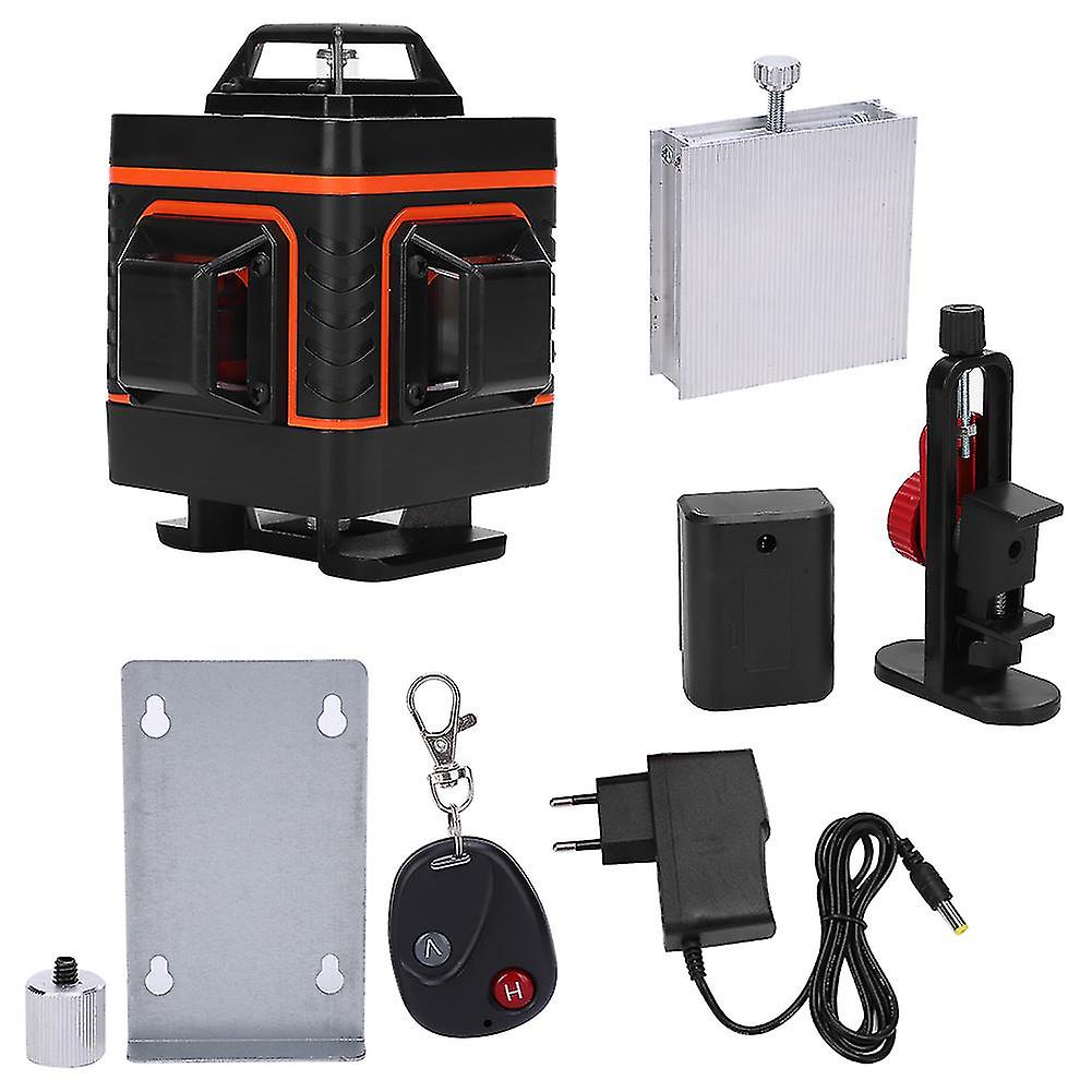 360 Degrees Green Beam Light 16 Lines 4d Level Meter Horizontal Vertical Self Leveling Ac 110‑240v(eu Plug )