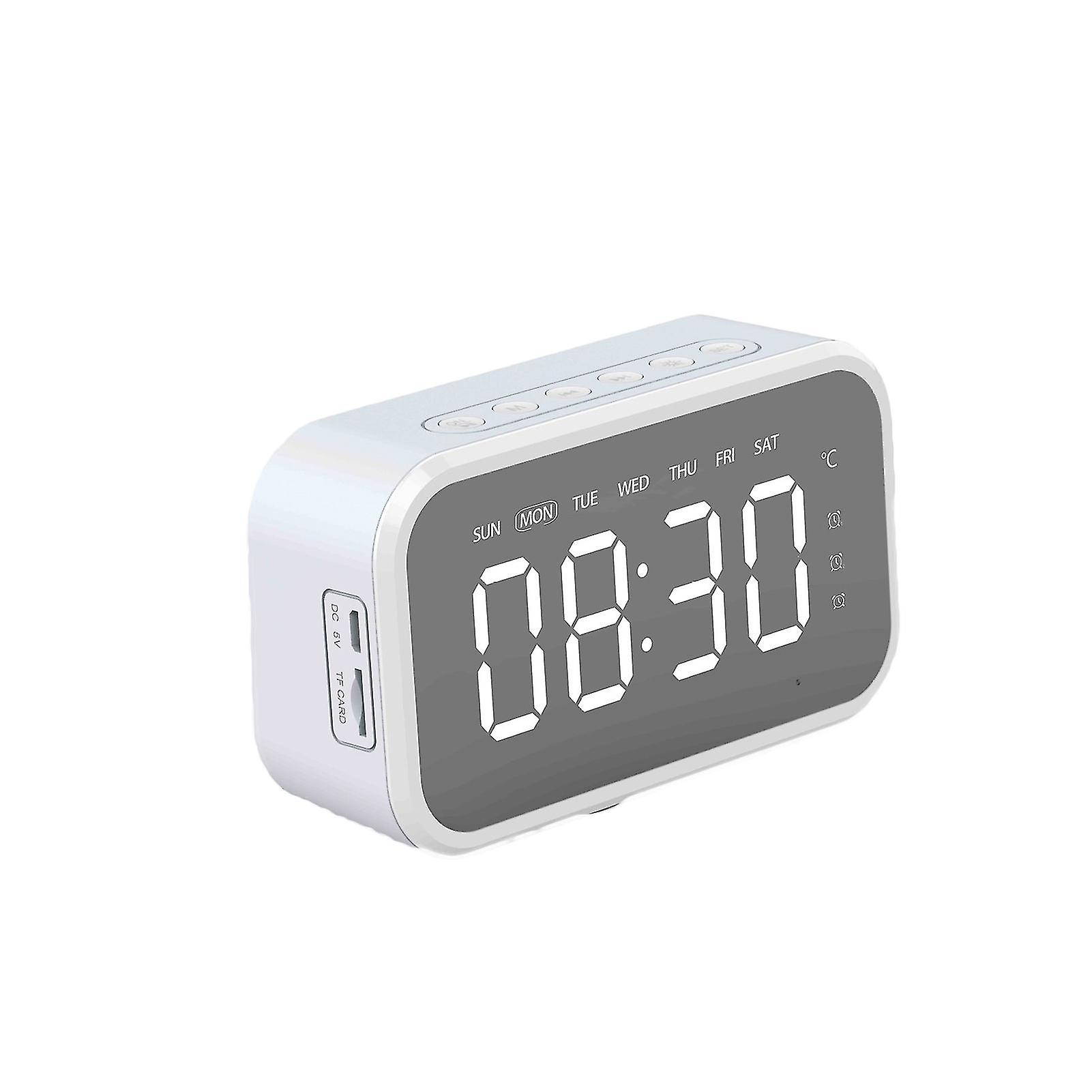 Alarm Clock Multifunctional High Fidelity Led Mirror Screen Bluetooth-compatible5.0 Stereo Loudspeaker Alarm Clock For Bedroom