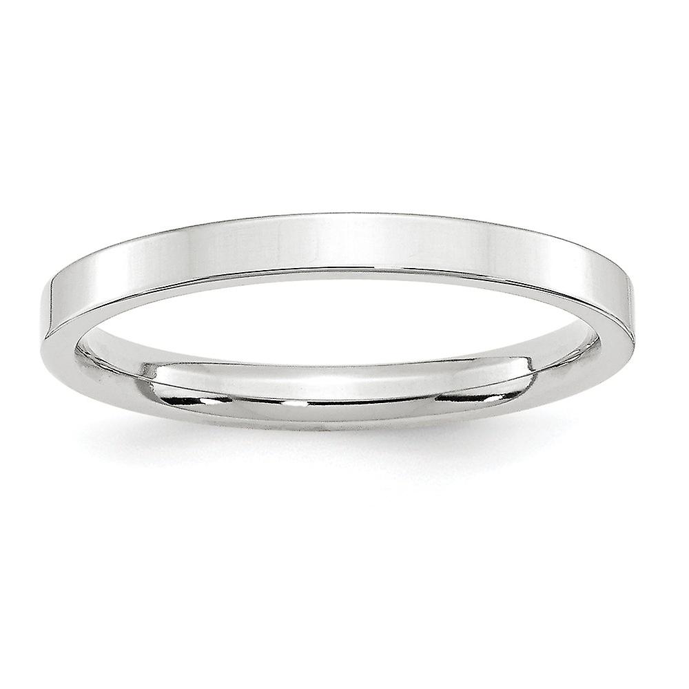 Or blanc 14 carats poli massif 2,5 mm standard plat Comfort-Fit Band Ring-Style Ring pour femmes et hommes - taille de la bague : 4