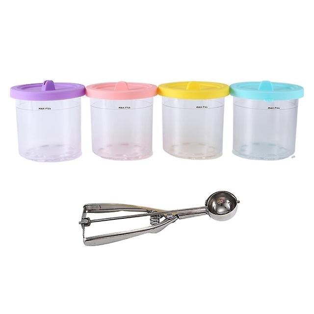 4 Pack For Ninja Ice Cream Pint Cups Nc299amz Nc300s Series Ice Cream Maker Replacement Parts Storage Jars With Airtight Lids