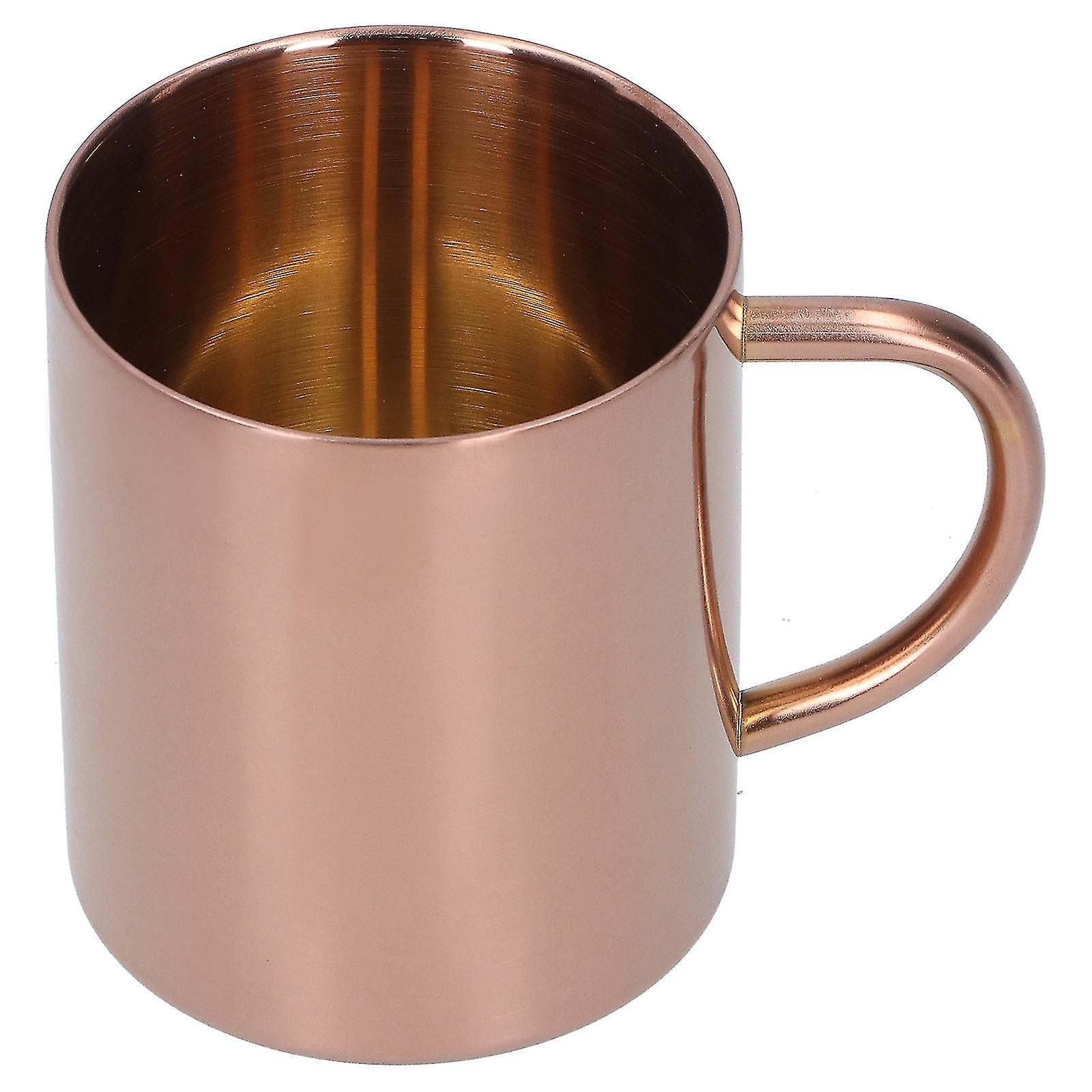 304 Stainless Steel Double Layer Anti-scald Coffee Mug with Handle 400ml (Rose Gold)