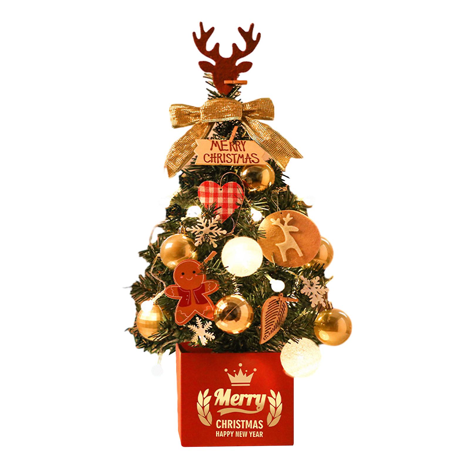 Small 45cm Christmas Tree with Red/Gold/Pink Decor Charming Party Decorative Props for Homes Office