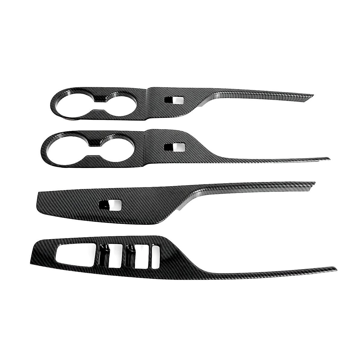 For 2022 2023 Car Window Glass Lift Switch Button Panel Cover Trim Sticker Accessories ABS Carbon F