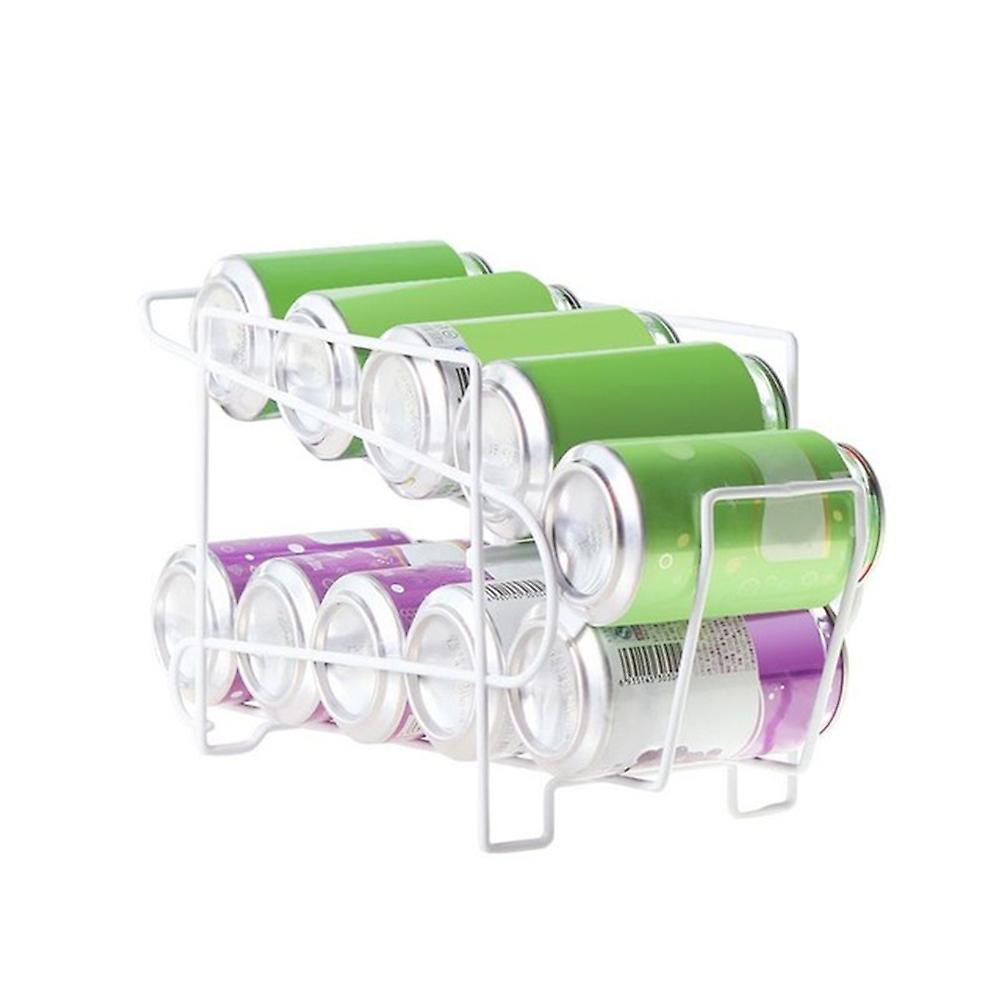 Double-Tier Rolling Can Organizer for Fridge Beverages