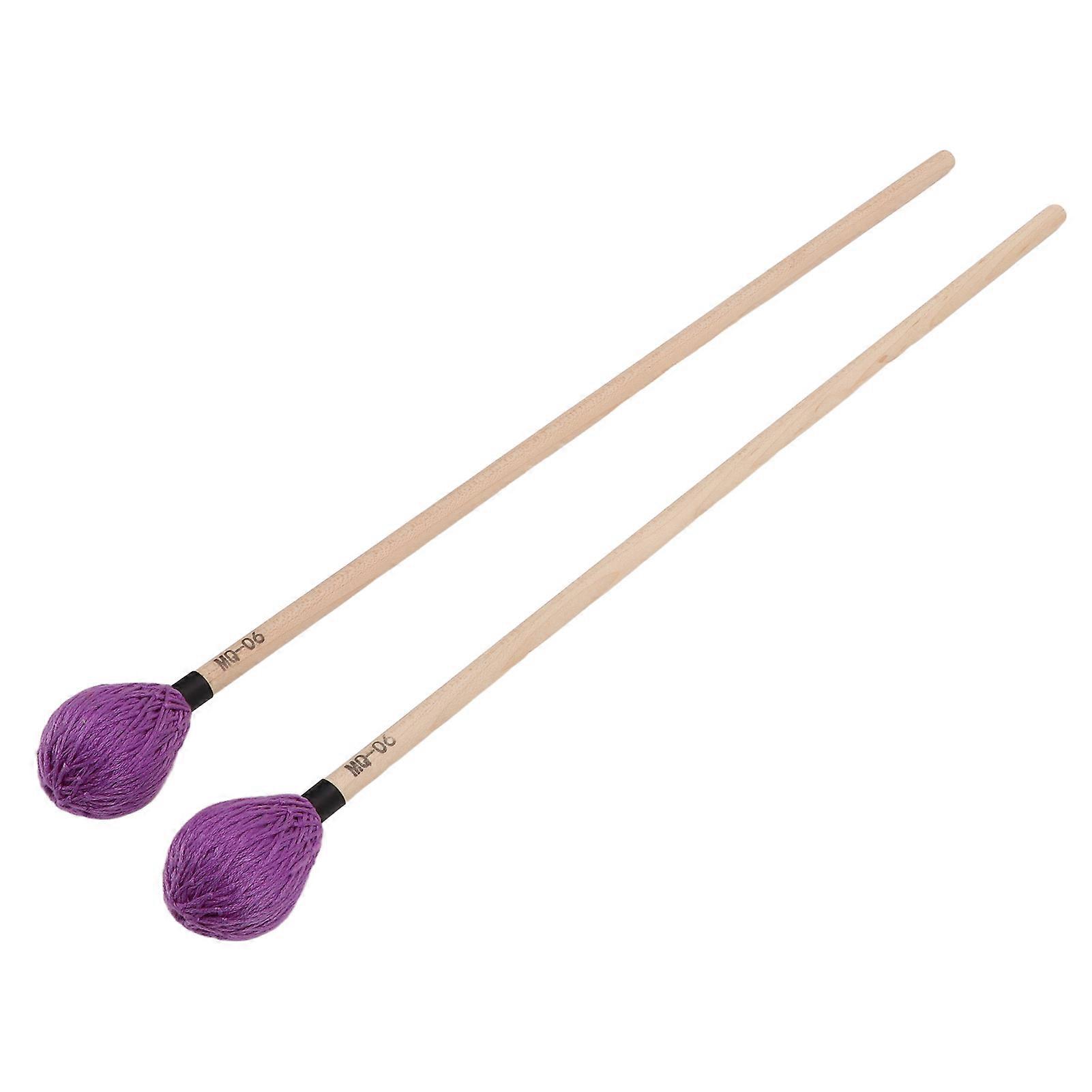 1 Pair Marimba Mallets MQ-06Purple Medium Hard Yarn Head Maple Handle