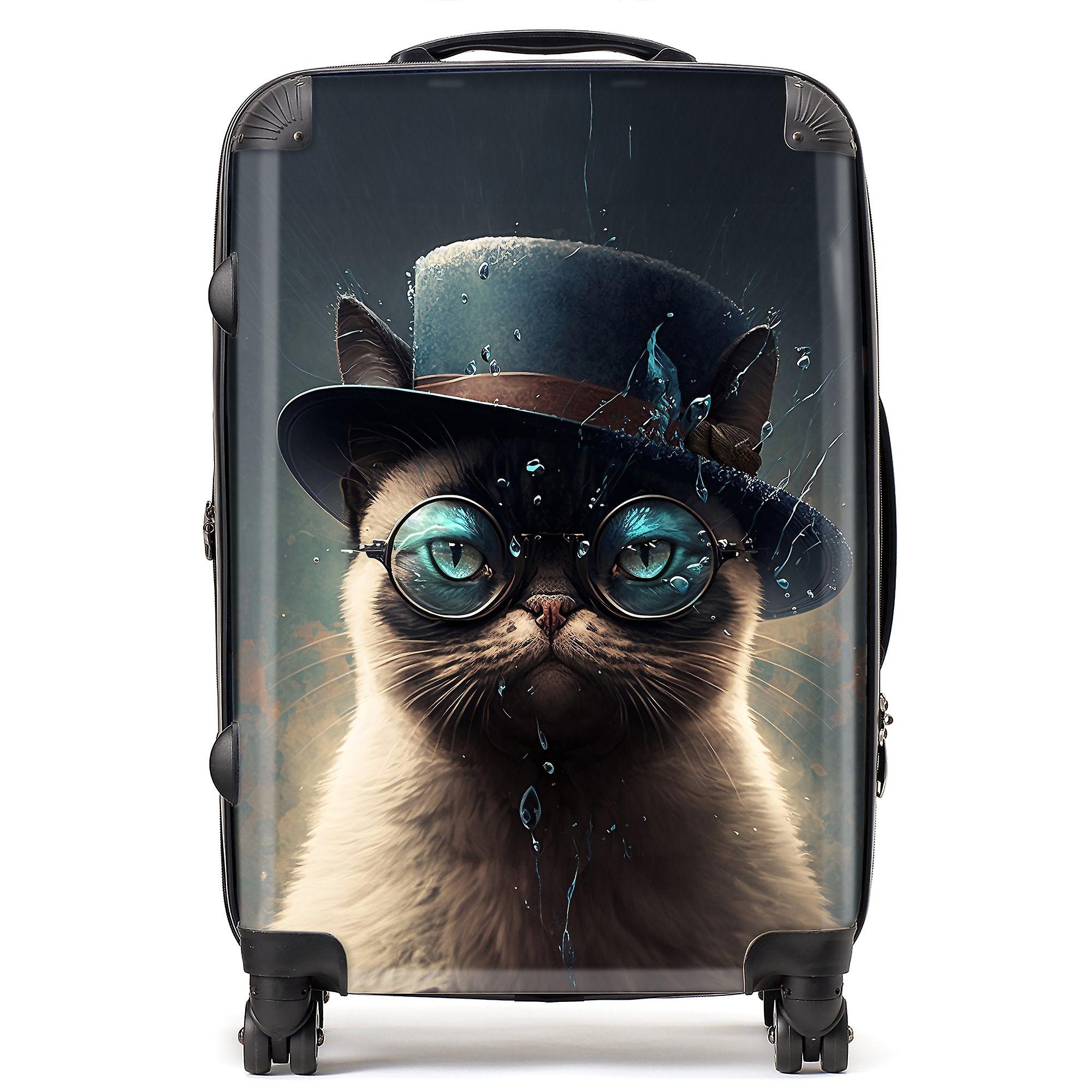 Siamese Cat With Glasses Splashart Suitcase