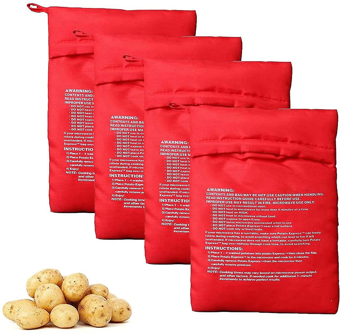 4PCS κόκκινες τσάντες πατάτας μικροκυμάτων επαναχρησιμοποιήσιμες ψημένες σακούλες ψημένων σακουλών ψησίματος μικροκυμάτων πατατών για την πατάτα Express
