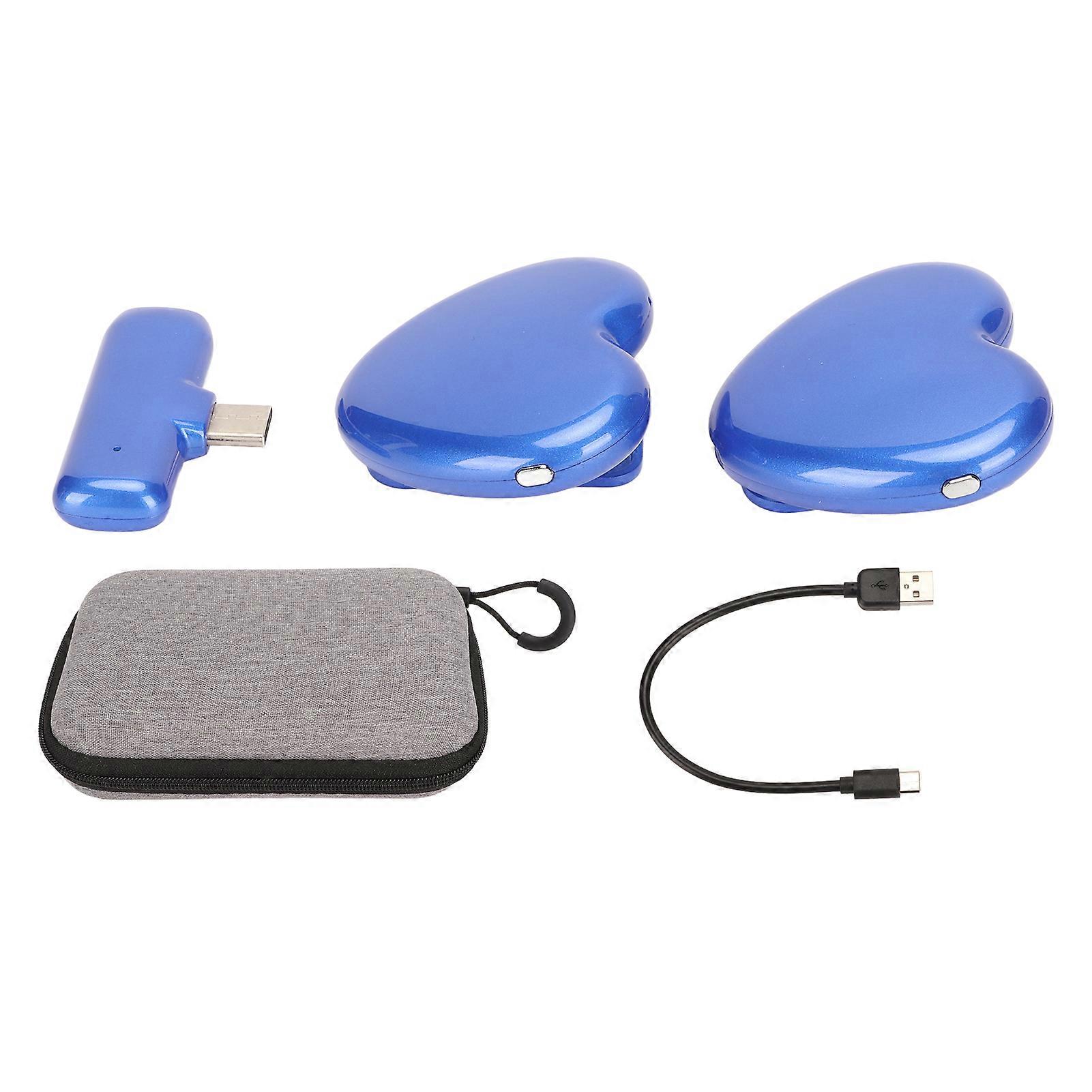 Wireless Lavalier Microphone Noise Reduction Omnidirectional Condenser Heart Shape Mini Lapel Mic For Interview Vlog Blue Type C Interface 1 For 2