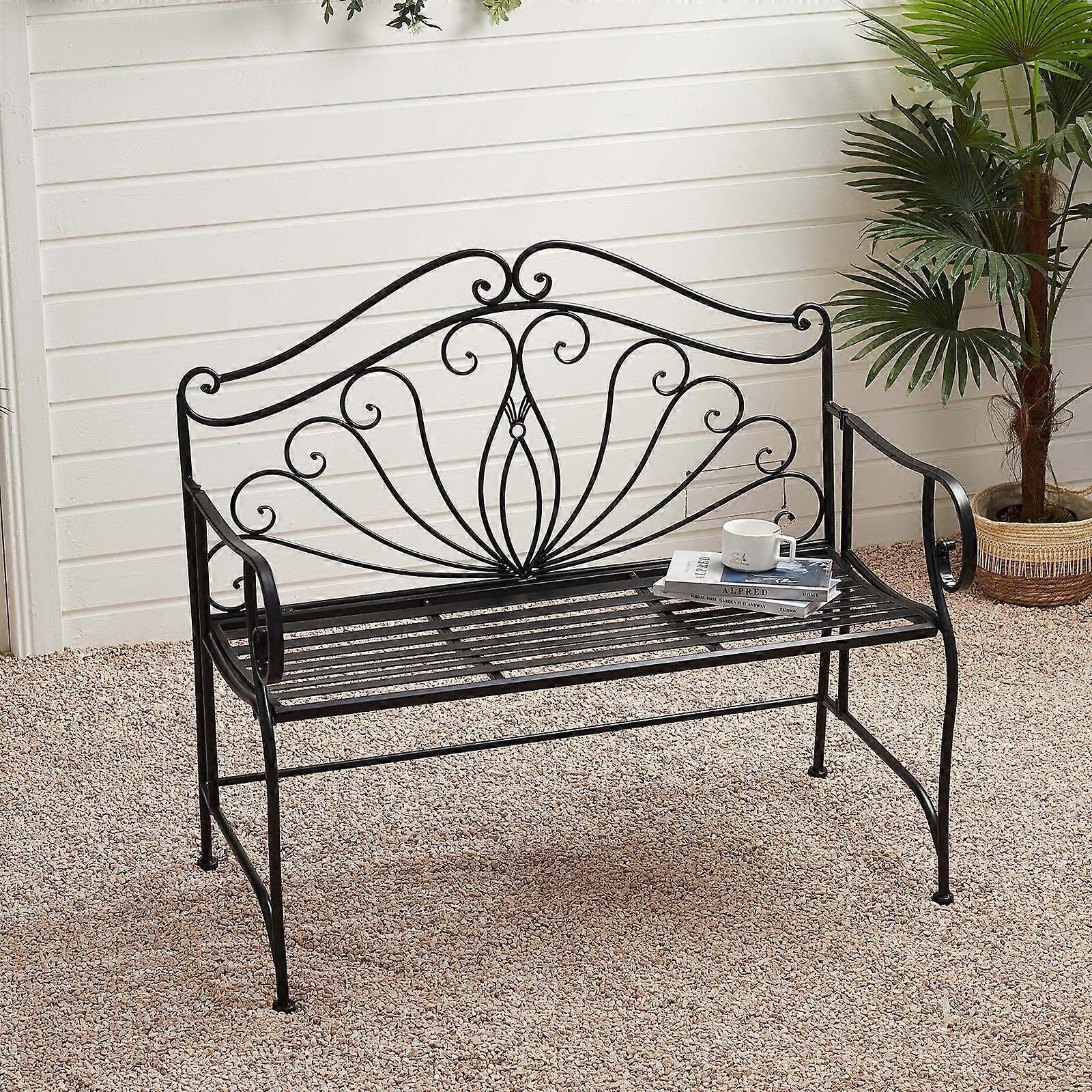 Butterfly-Like Cast Iron 2 Seater Bench Foldable Garden Bench