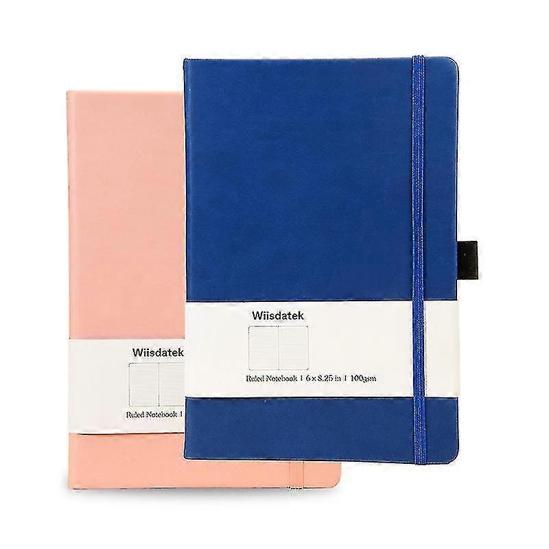 New A5 Notebook With Lined Pages , Pen Loop And Expandable Paper Pocket Hardback Journal Notepad Note Book Notes Diary Pad(1 Pcs, Blue)