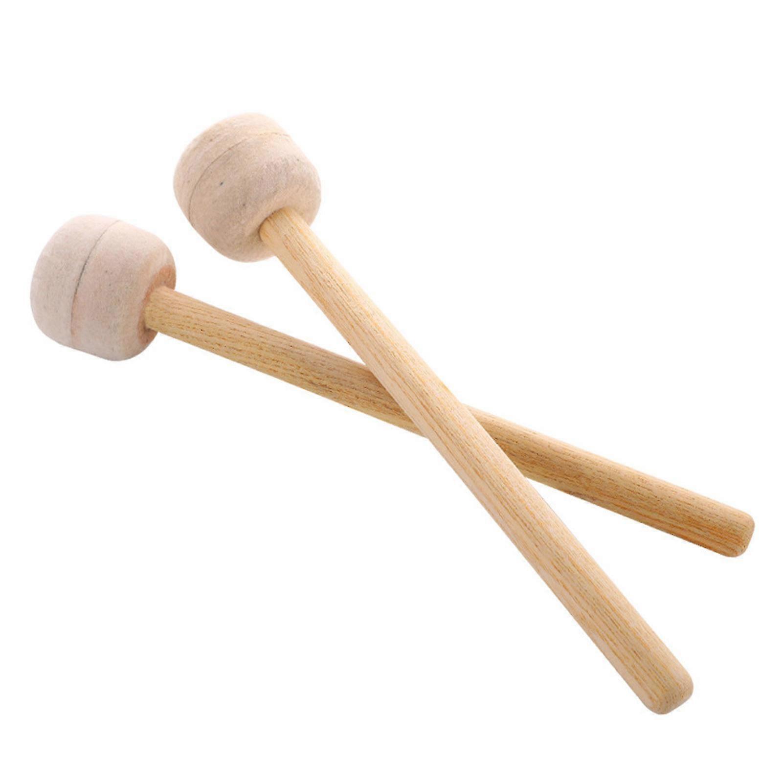 2x Wool Felt Percussion Sticks Wooden Drum Knocking Hammer