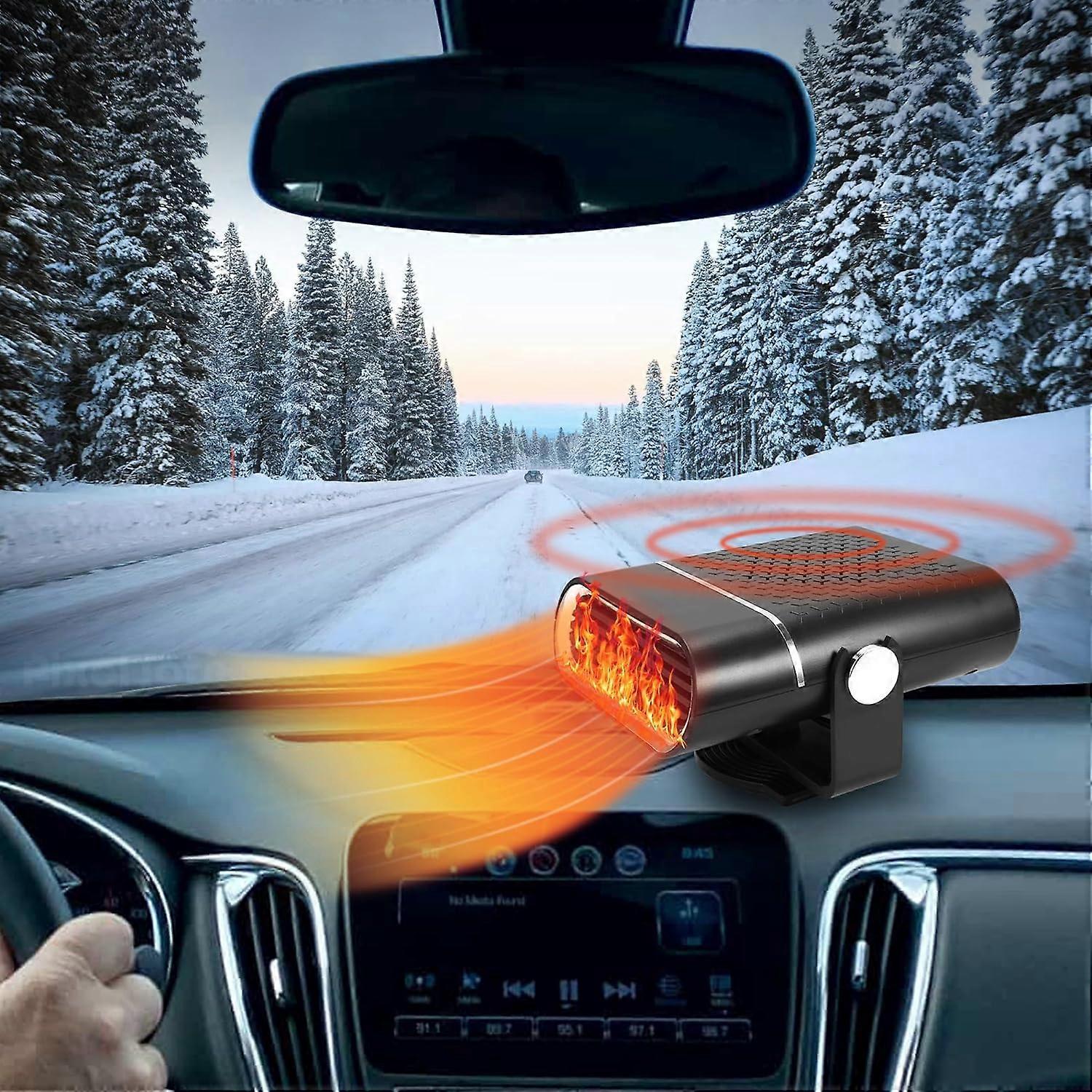 Portable Car Heater 12V 120W High Power Car Windshield Defroster Defogger 2 in 1 Auto Heating Fan/Cooling Fan with Air Purification Plugs Into Cigaret