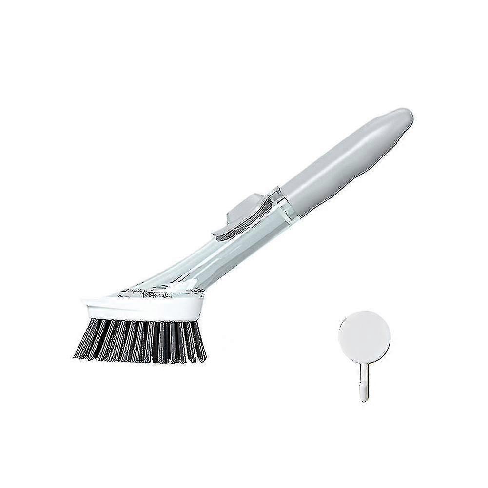 Automatic Liquid Adding Sponge Dishwashing Brush Long Handle Refillable Bowls Kitchen Cleaning Utensils