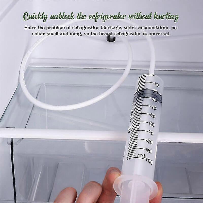 Fridge Emptying Dredger and Cleaning Set,Stainless Steel Refrigerator Dredger, Refrigerator Drain Hole Outlet Dredging Tool-In stock