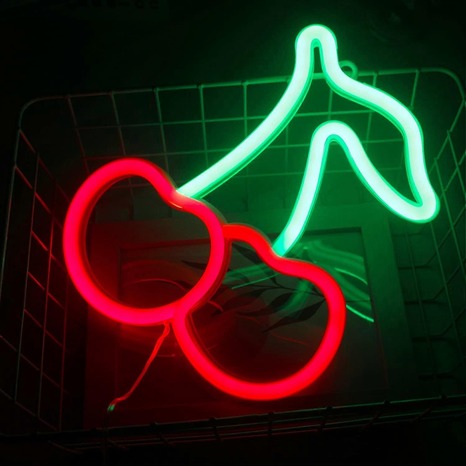 Bedroom Neon Cherry Neon Red Green LED Neon Wall Sign Kids Fruit Neon ...
