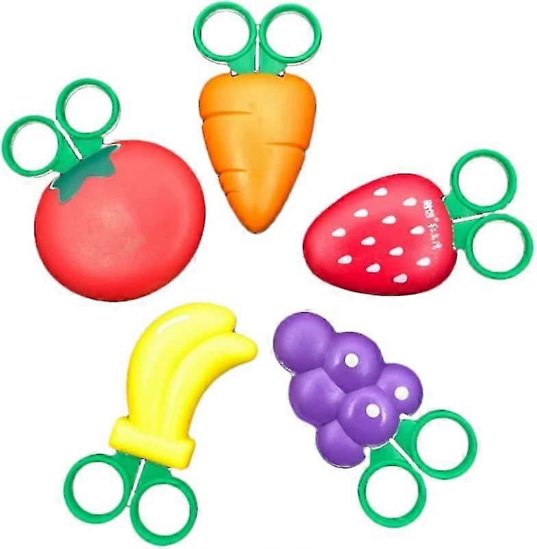 5 把磁铁剪刀水果形状 DIY 艺术剪刀，适合儿童教师、学校工艺品、剪贴簿（胡萝卜、草莓、葡萄、番茄、香蕉）