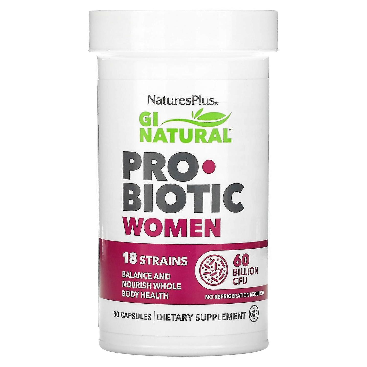 NaturesPlus, بروبيوتيك طبيعي للنساء GI، 60 مليار CFU، 30 كبسولة