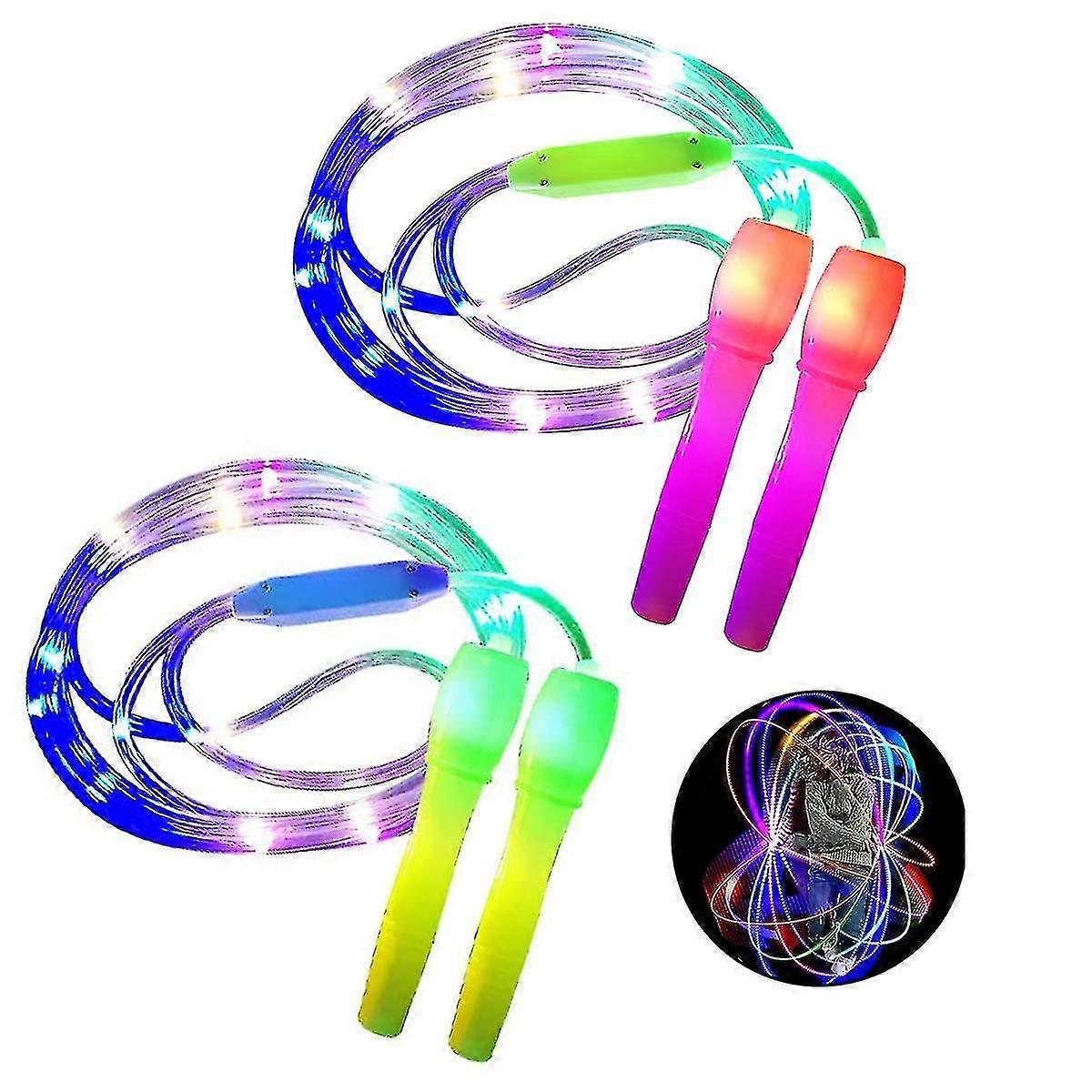 2 Pack Led Light Up Jump Rope Adjustable Length And Three Light Modes Speed Skipping Rope For Kid, Light Show, Fitness