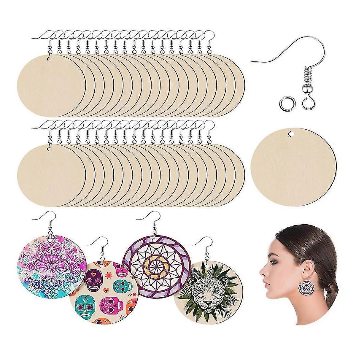 400pcs木製未完成ブランクラウンドイヤリングセットDIY木製パーソナライズイヤリングペンダント