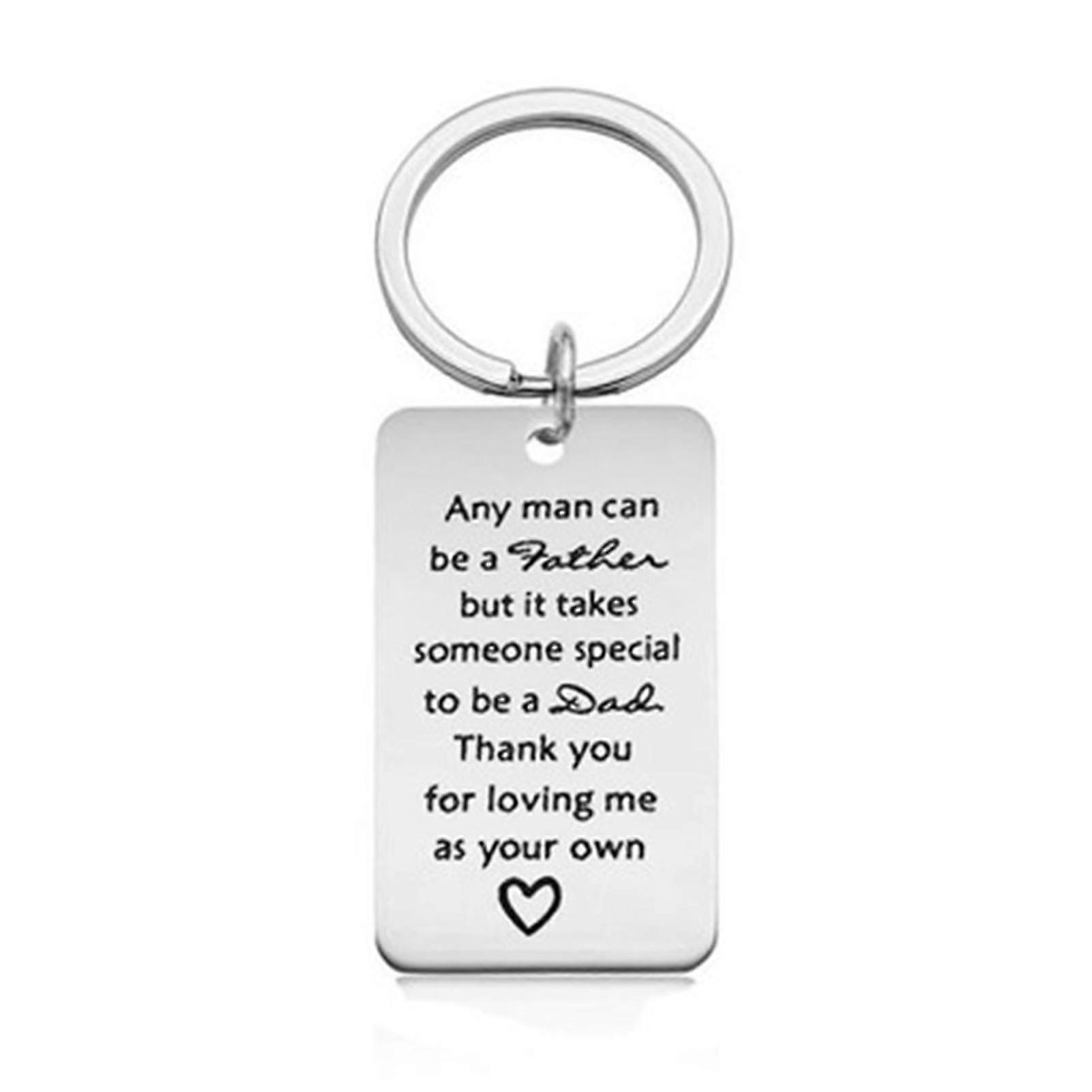 stainless steel keychain gifts for father's day pendant with letters thank you for loving me as your