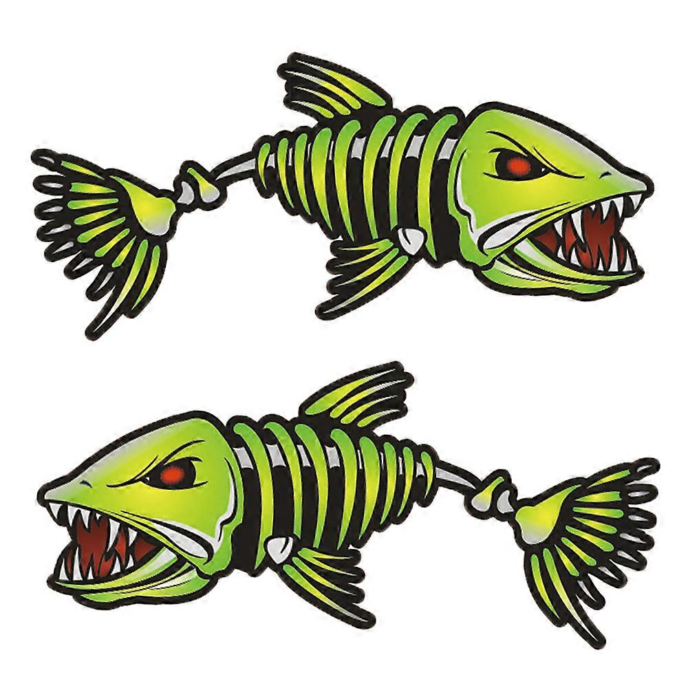 2 Pièces Dents de poisson Bouche Autocollants squelette Poisson Autocollants Bateau de pêche Canoë Kayak Accessoires graphiques