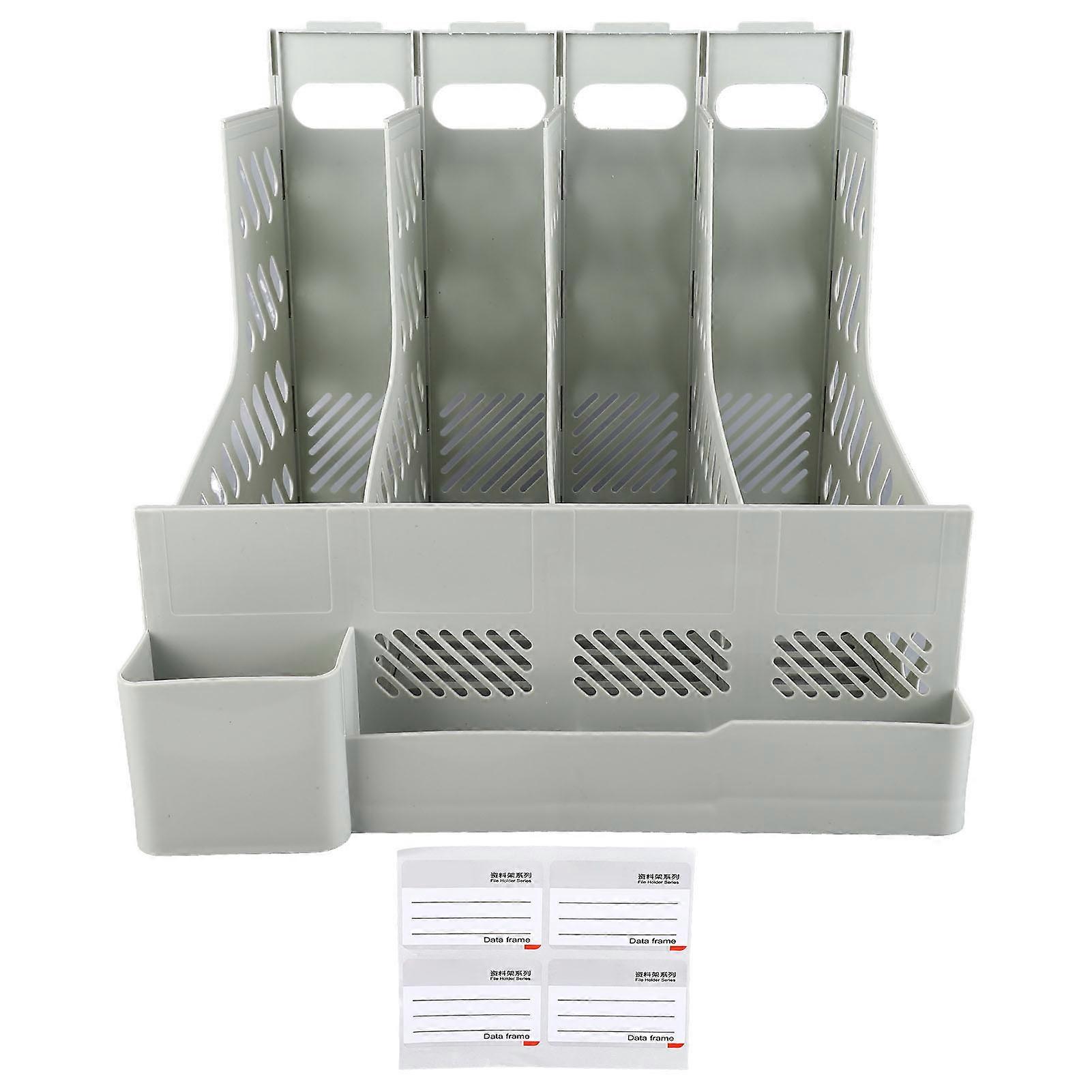 Desk File Organizer 4 Vertical Compartments Thick Hollowed Plastic Desktop File Holder for Family Office Shcool