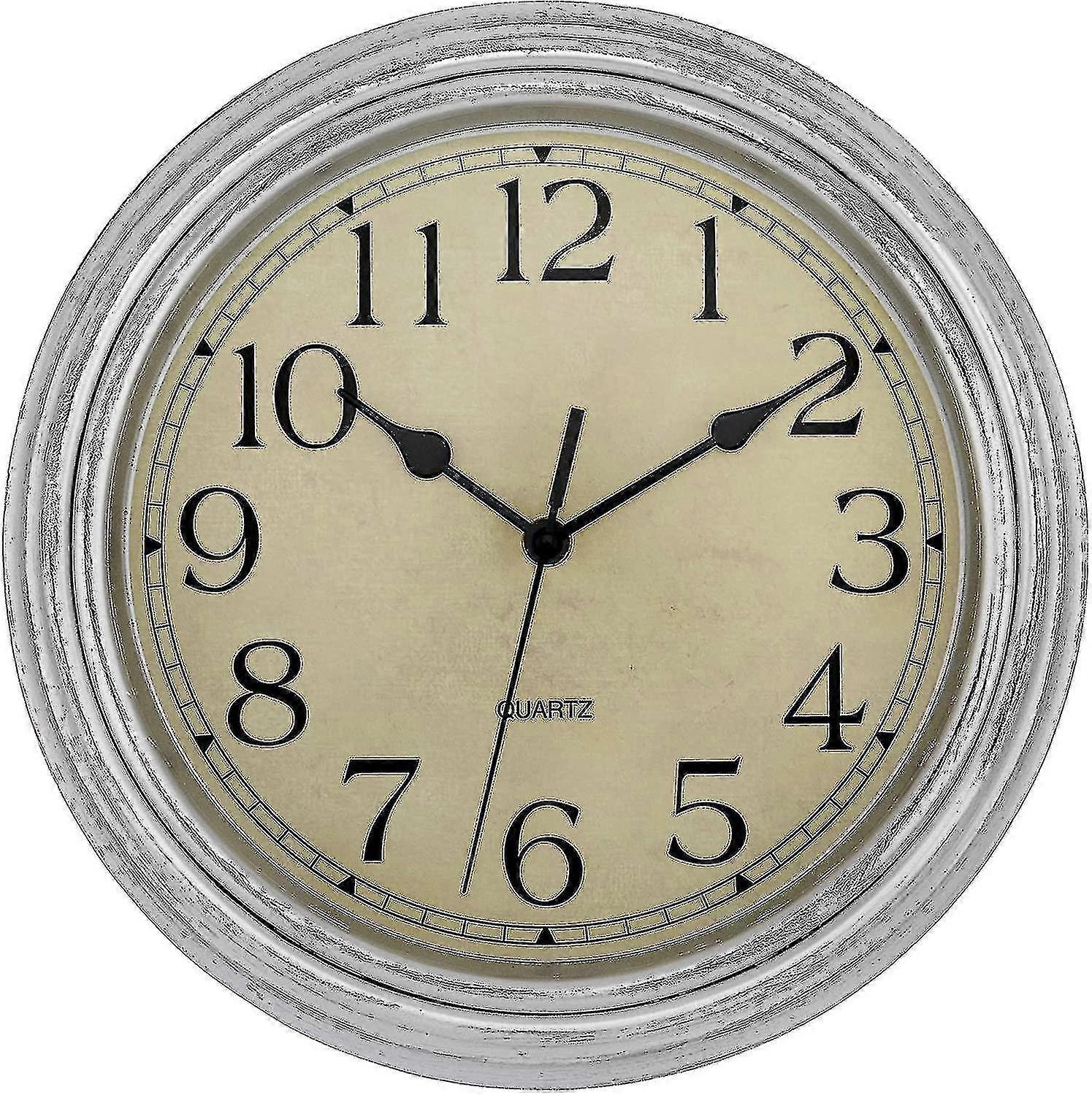 Silent No Tick Round Retro Quartz Clock Clock (12 tommer)