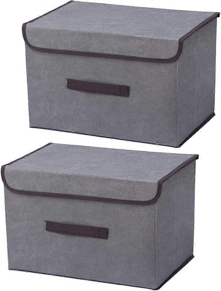 Toys etc 36x23x24cm GreyStorage Boxes Set of 2 Reinforced Foldable Fabric Storage Box Foldable Fabric Storage Boxes, Storage Box for Wardrobe, Clothes