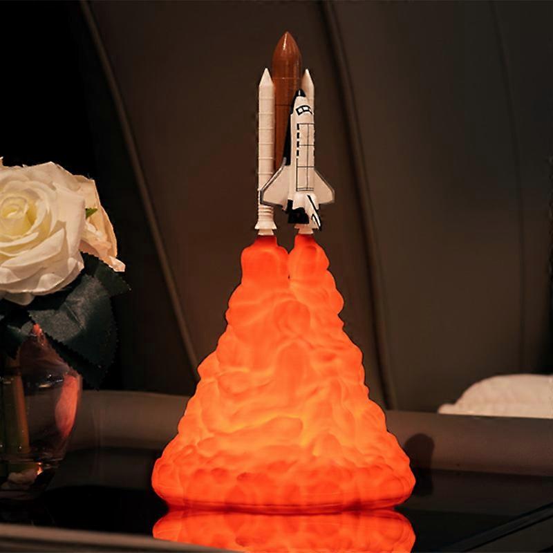 3D Print Rocket Lamp, Space Shuttle Lamp Night Light, with USB Rechargeable for Rocket Lovers LED Night Light Bedroom Decor for Kids(Type A: L 28CM),2