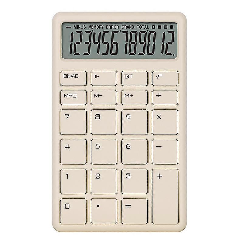 Pocket & Desktop Beige Calculator with a Bright LCD, Dual Power Handheld Desktop. Color. Business, Office, High School,2024 Ping