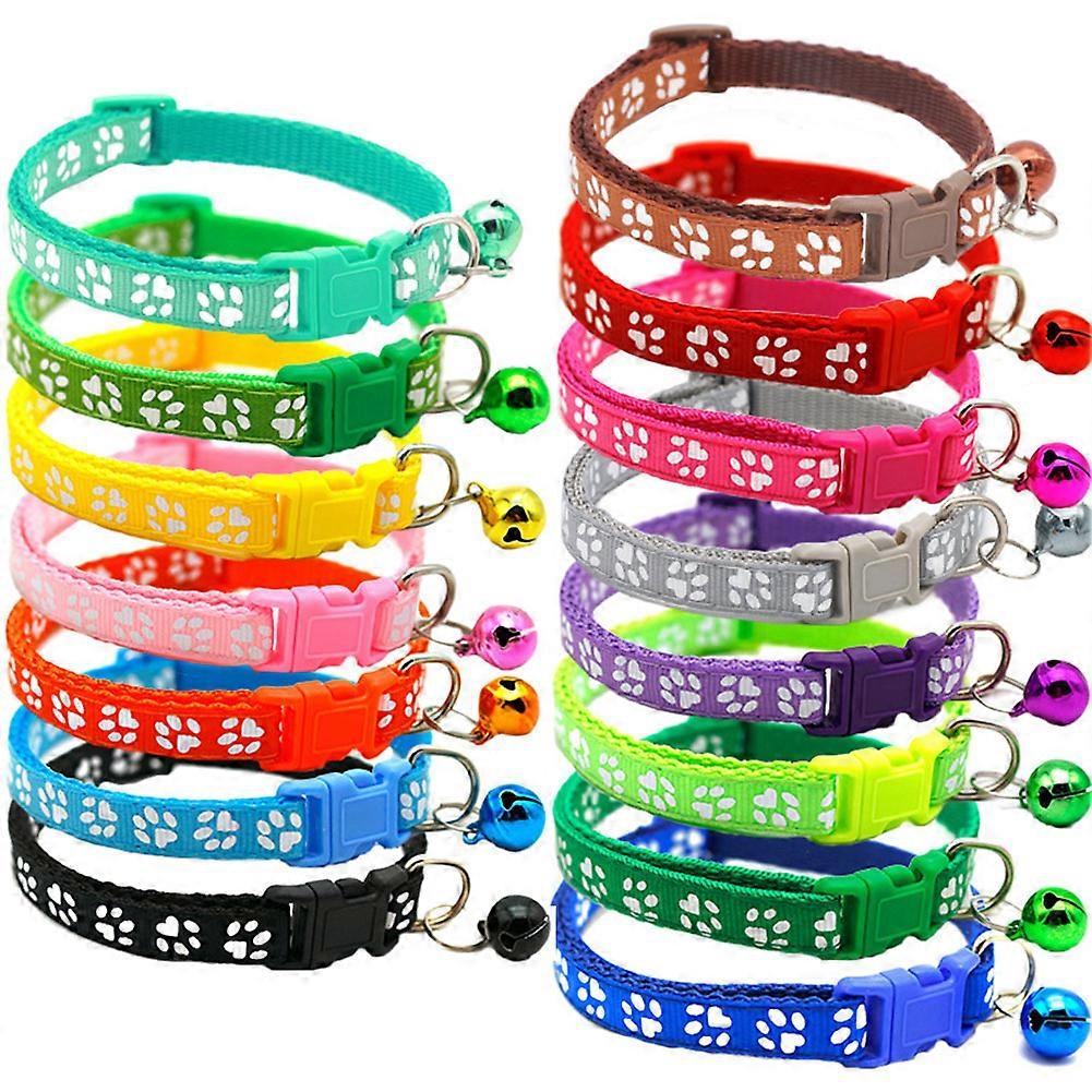 Fashion Pet Bell Collar with Claw Printed Quick Release Buckle Collar for Kittens Puppy Pet