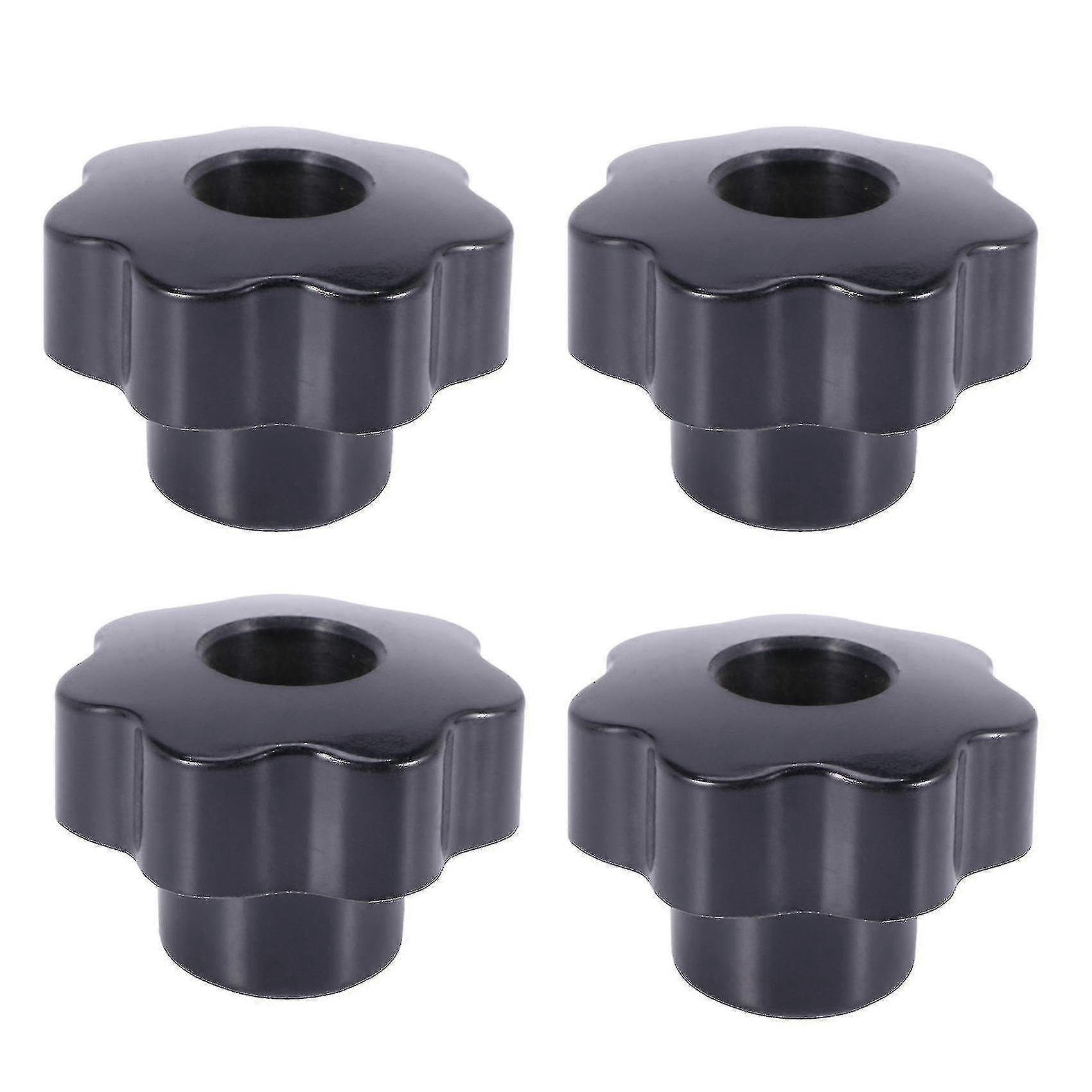 M10 10mm Dia Thread Black Plastic Star Head Clamping Knob Grip