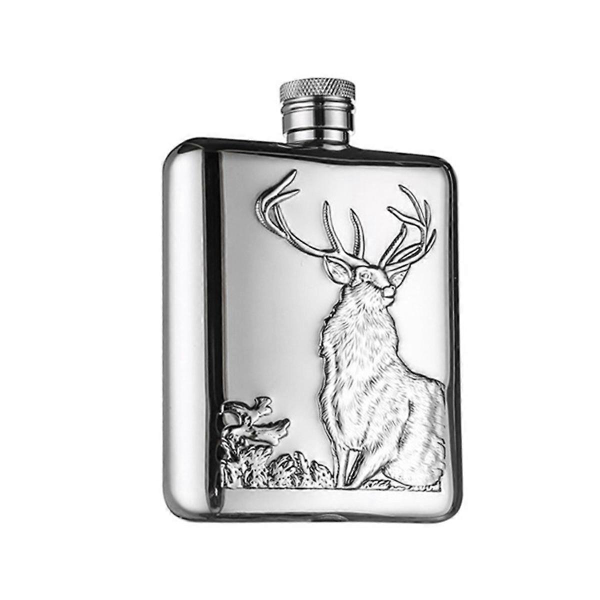 Stainless Steel Wine Flask Hip Flask 6 Oz Deer Pattern Whiskey Pocket Whiskey Bottle Alcohol Bottl