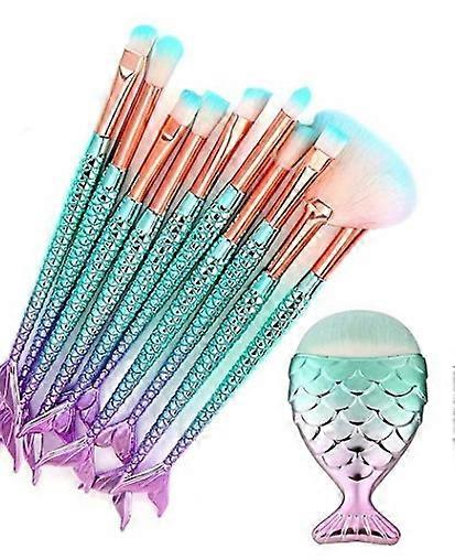 Makeup Brush Set 11 Brushes - Mermaid Multicolor